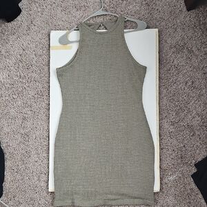 Elegant Olive Green Knit Dress